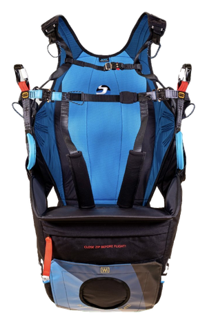 PAX evo, вид спереди Подвеска Sky Paragliders PAX evo спереди: сиденье и две пряжки